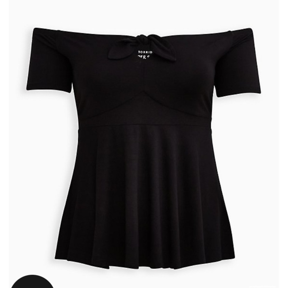 Torrid Babydoll Super Soft Tie-Front Off-Shoulder Top Size 0X NWT - Picture 5 of 6